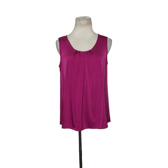 Talbots fuchsia sleeveless pleated front blouse size 10P - Picture 1 of 10